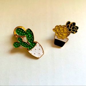 Succulent enamel pin set